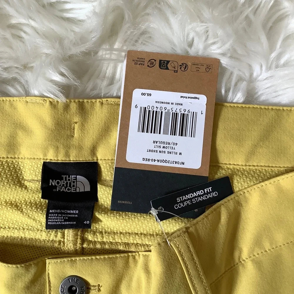 The North Face‎ Rolling Sun Shorts Mens 40 Yellow Silt FlashDry NF0A3T2Q Q0A-40